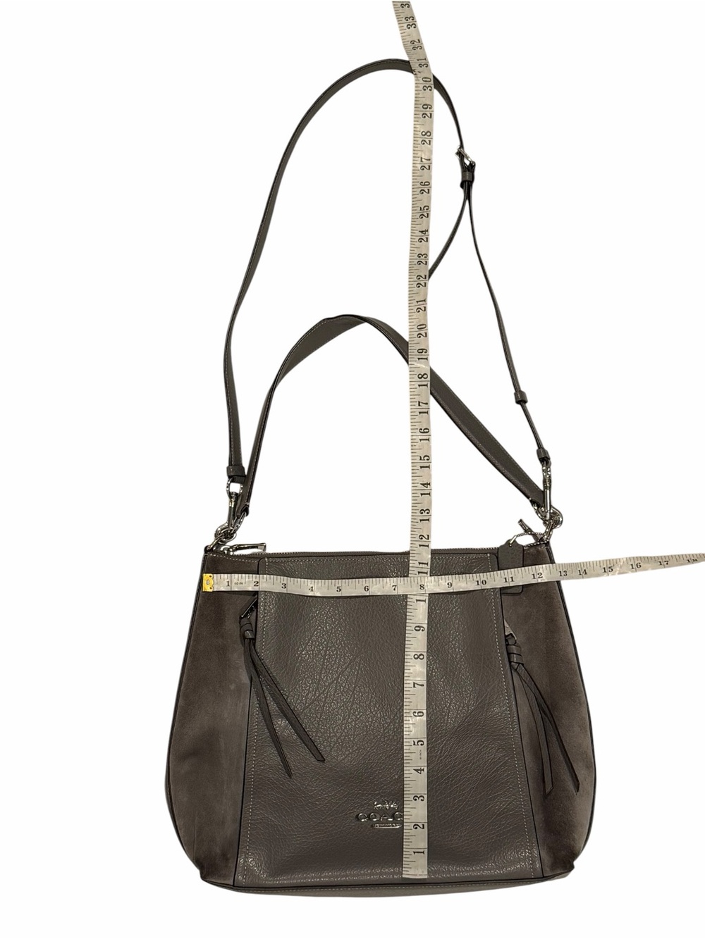 Coach F79995 Marlon Hobo Heather Gray Leather/Suede 2/Way Shoulder Bag - Picture 6 of 15
